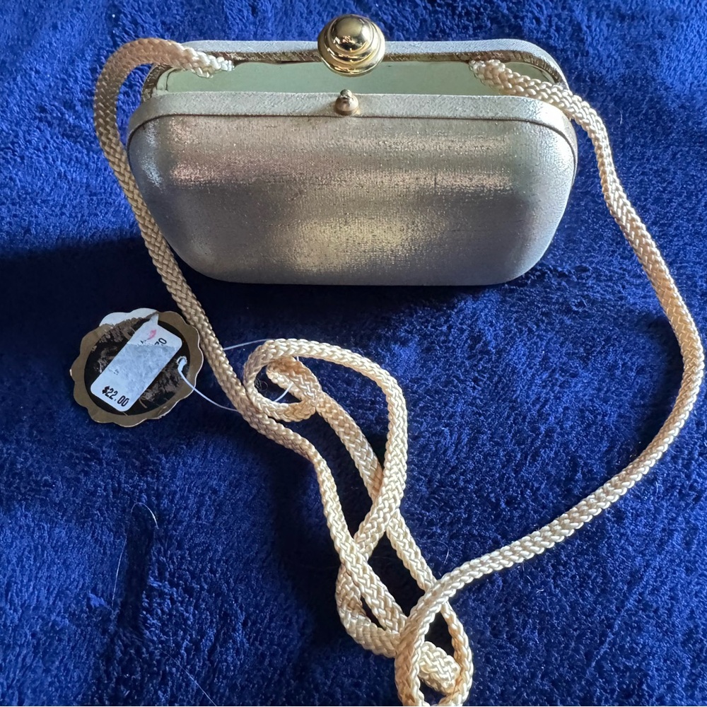 Le regale gold lame strapped bag , bonus coin purse